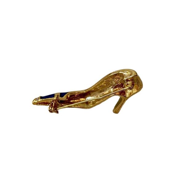 Cobalt Blue & Bright Gold Toned Stiletto Brooch. - Picture 6 of 8